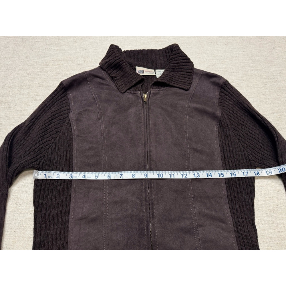 Vintage Faded Glory Women Full Zip Mocha Brown Jacket Y2K Preppy Grunge Indie - Picture 4 of 5